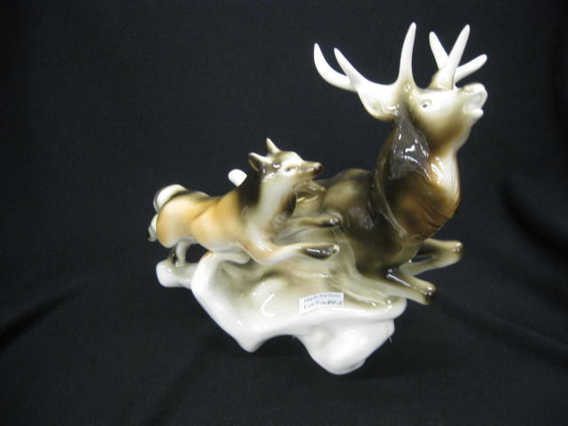 Royal Dux Porcelain Figurine of FoxChasing