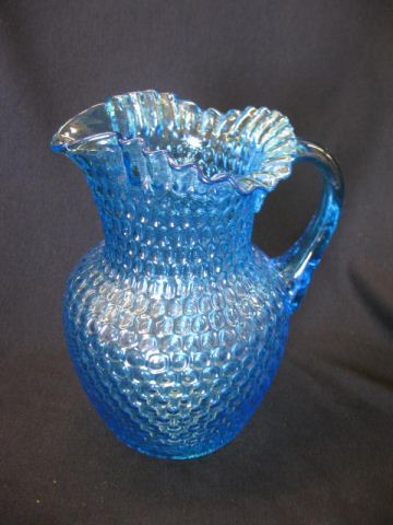 Blue Art Glass Pitcher honeycomb 14bb21