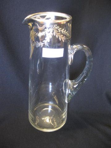 Silver Overlay Crystal Tall Pitcher