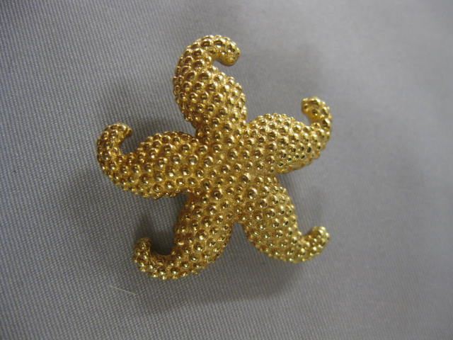 14k Gold Figural Star fish Brooch 14bb2a