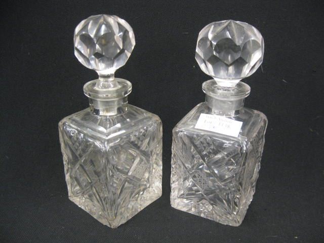 Pair of Cut Glass Cologne Bottles