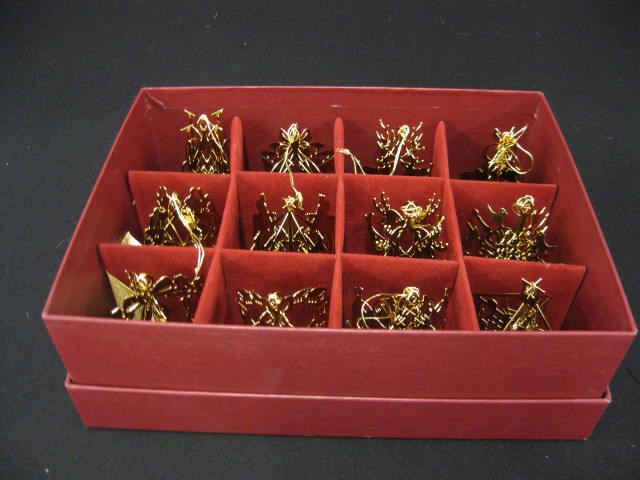 Set of 12 Golden Christmas Ornaments