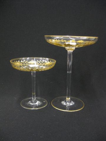 Pair of French Cut Crystal Compotes