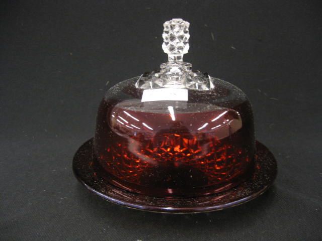 Victorian Ruby Flashed Glass Butter