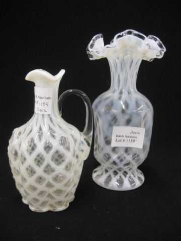 2 pcs. Opalescent Art Glass vase