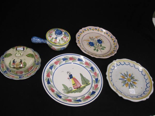 5 pcs French Pottery China Quimper 14bb46