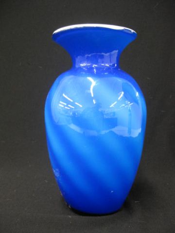 Blue Art Glass Vase swirl design 14bb51