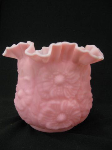 Art Glass Vase pink satin raised