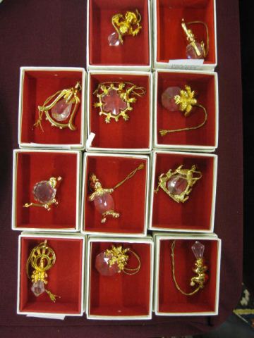 11 Gold & Swarovsky Crystal Ornaments