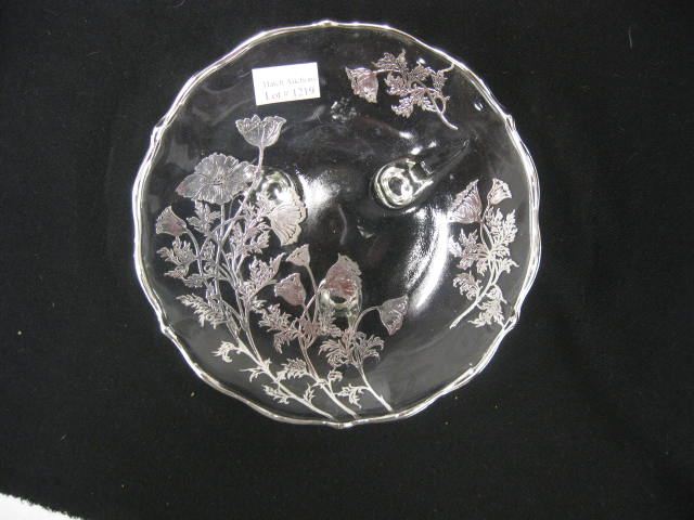 Silver Overlay Footed Dish floral 7