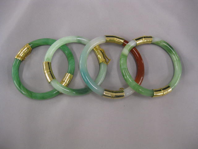 4 Chinese Jade Bracelets various colors