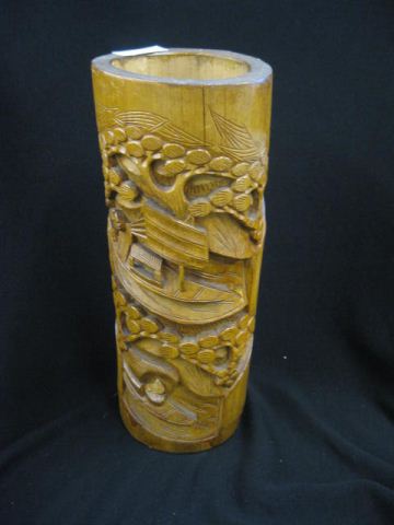 Chinese Carved Bamboo Brush Pot 14bba6