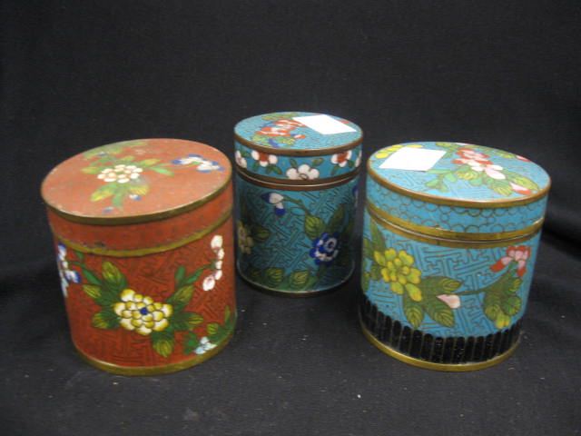 3 Chinese Cloisonne Round Boxes 14bbb5