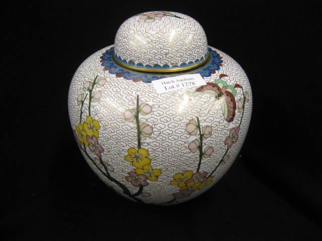 Chinese Cloisonne Ginger Jar butterfly 14bbc0