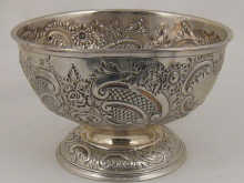 A silver embossed rose bowl hallmarked