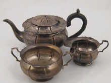 A three piece silver tea set by Mappin