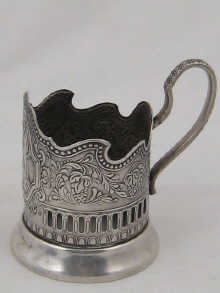 A white metal Russian tea glass 14bbf6
