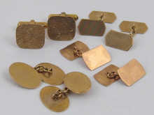 Four pairs of 9 ct. gold cufflinks.