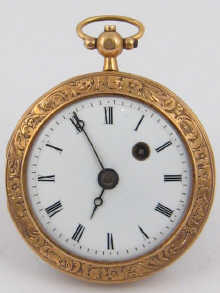 A 20 ct gold French verge fob watch