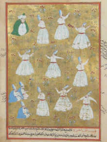 An Islamic gilt miniature of dervishes 14bcdc