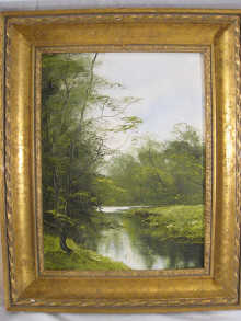 A pair of oil paintings of lake 14bcde
