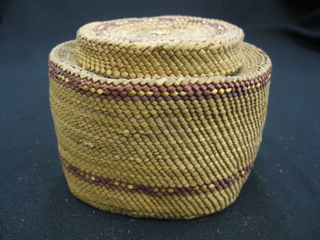 Antique Indian Covered Basket red 14bcfa