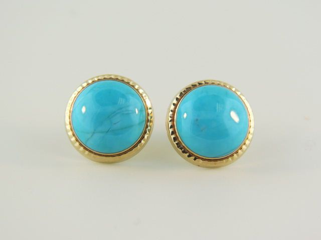 Turquoise Earrings fine color cabachon