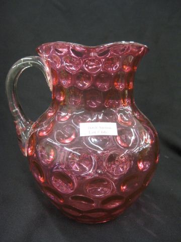 Cranberry Coin Spot Art Glass Pitcher 14bd3d