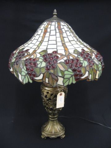 Leaded Glass Lamp grape and vinedecorated 14bd53