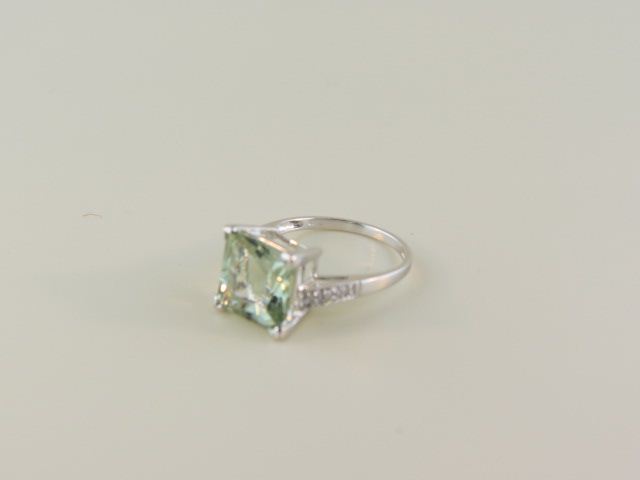 Green Amethyst Ring 3 carat square 14bd86