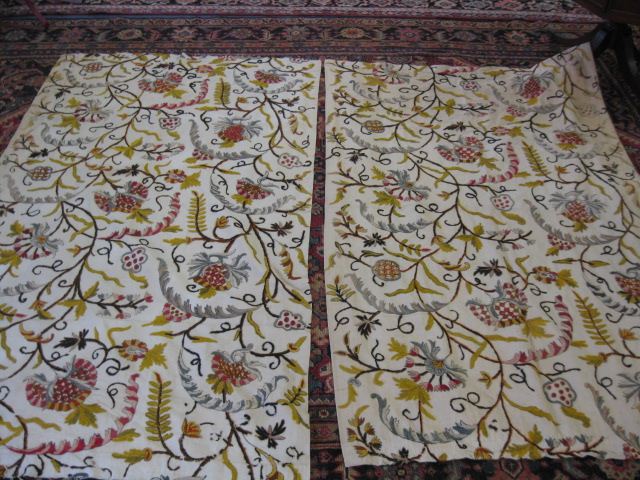 2 Crewell Work Panels or Curtains