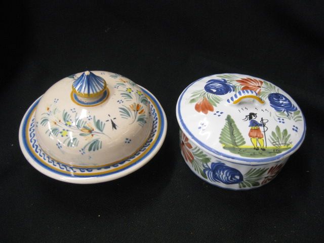 French Quimper Pottery Butter Dishand
