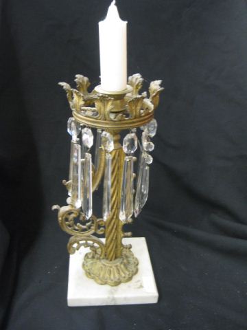 Victorian Candlestick with Cut Crystalteardrop