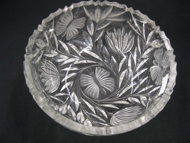 Cut Glass Bowl butterfly & floral
