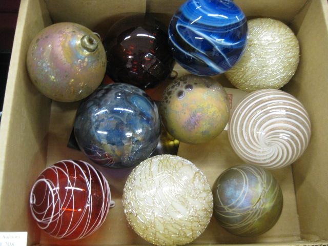 11 Art Glass Christmas Ball Ornaments