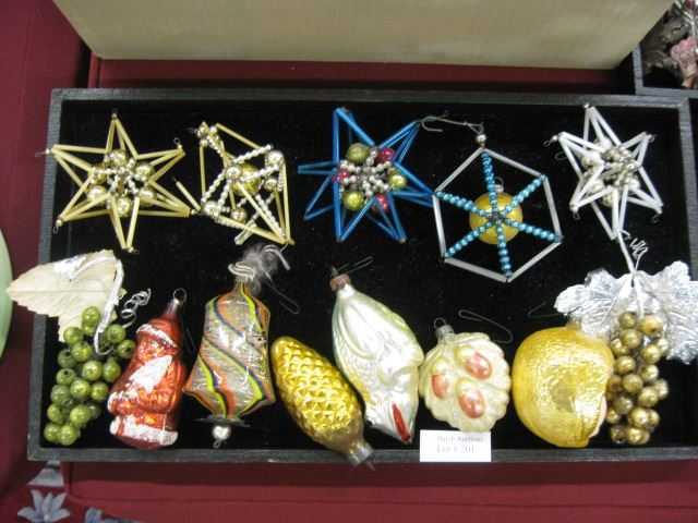13 Old Christmas Ornaments figural &
