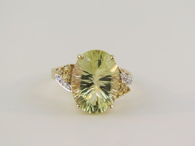 Lemon Topaz Diamond Ring 6 carat 14be02