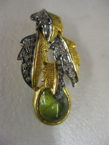 Green Tourmaline Diamond Pendant 14be19