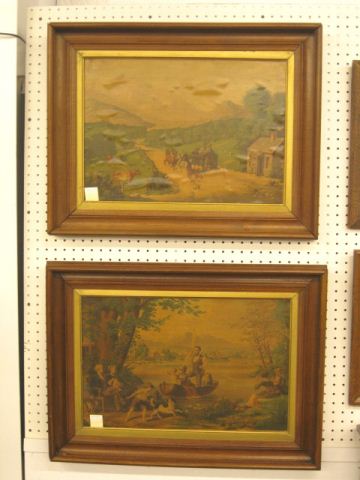 Pair of Victorian Lithographs fishing 14be1c
