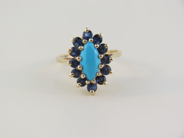 Sapphire & Turquoise Ring marquis
