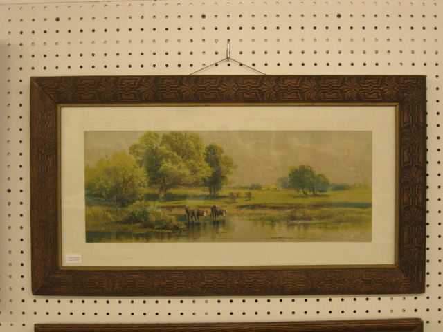 Victorian Lithograph cows in the