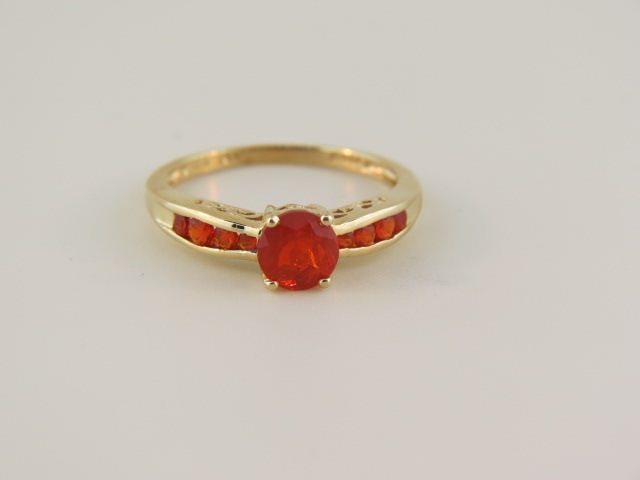 Fire Opal Ring 9 rich orange gems