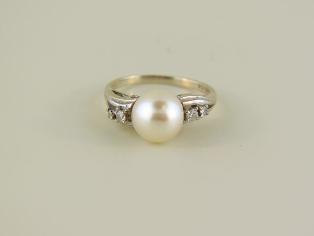 Pearl Diamond Ring 7 5 mm pearl 14be52