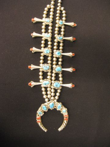 Navajo Indian Squash Blossom Necklace