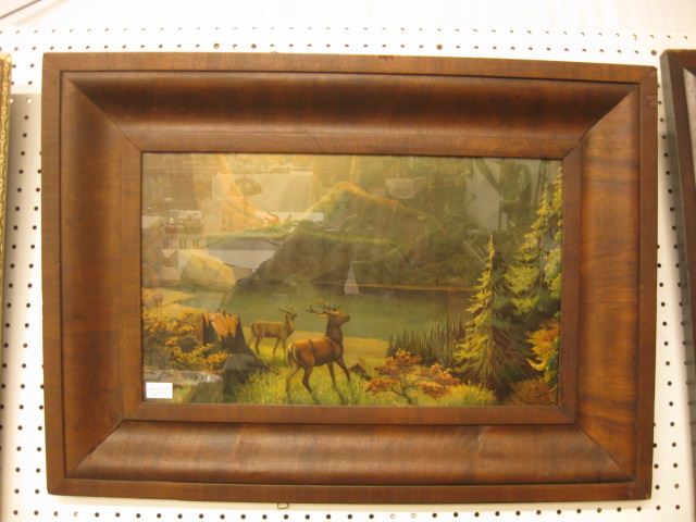 Victorian Lithograph of Deer by