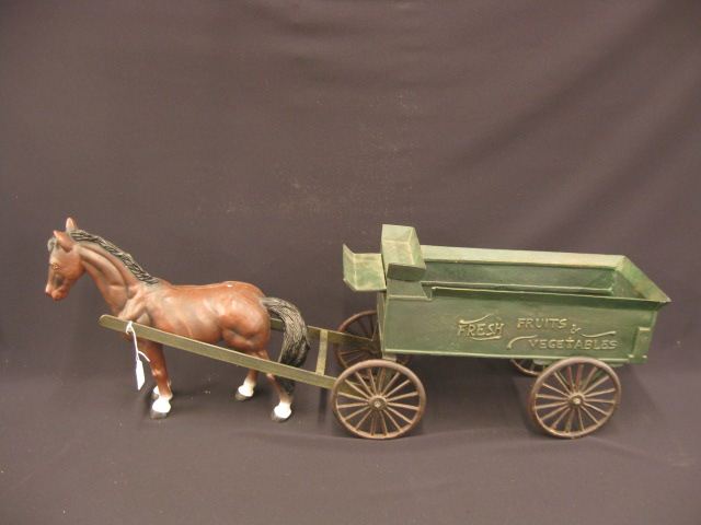 Toy Metal Horse Drawn Wagon ''Fresh