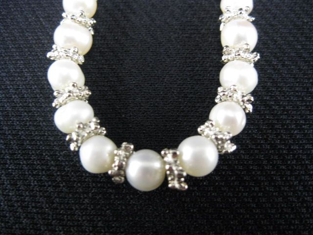 Pearl Necklace alternating silver 14bee7