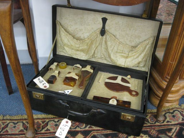 Antique Travel Case with celluloid dresser