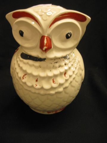 Owl Figural Pottery Cookie Jar.