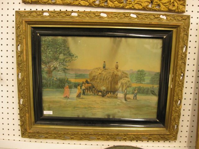Victorian Lithograph of Harvesting Hay